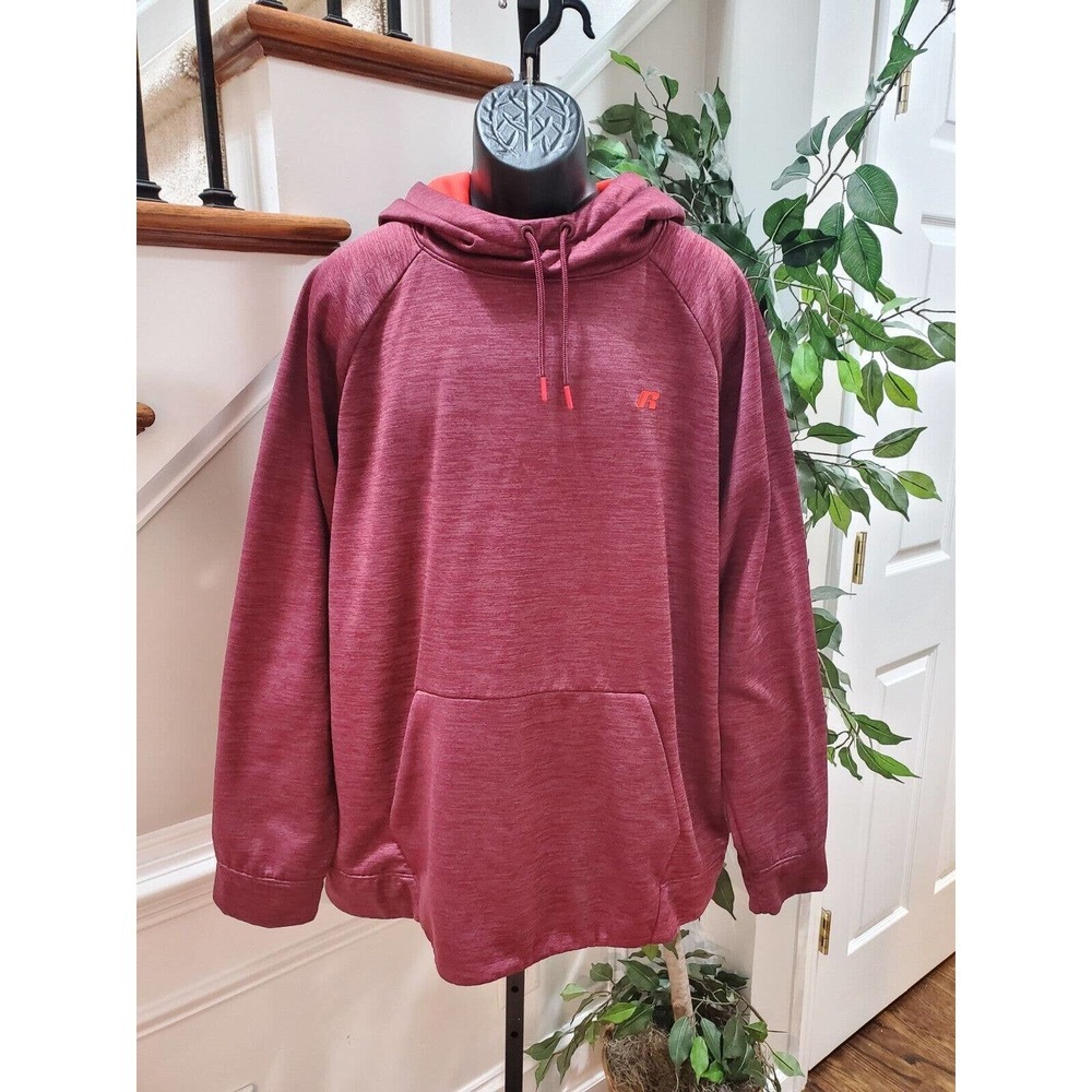 Russell Athletic Men's Maroon Polyester Long Sleeve Pullover Fleece Hoodie 2XL - Picture 10 of 10
